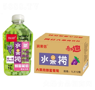 潤(rùn)果恬大果肉蜂蜜葡萄果汁飲料1LX12瓶