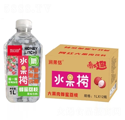 潤(rùn)果恬大果肉蜂蜜荔枝果汁飲料1LX12瓶
