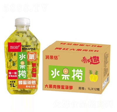 潤(rùn)果恬大果肉蜂蜜菠蘿果汁飲料1LX12瓶