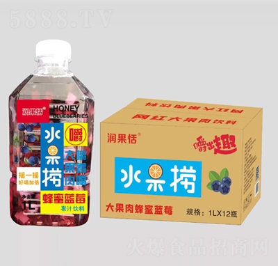 潤(rùn)果恬水果撈大果肉蜂蜜藍(lán)莓1LX12瓶