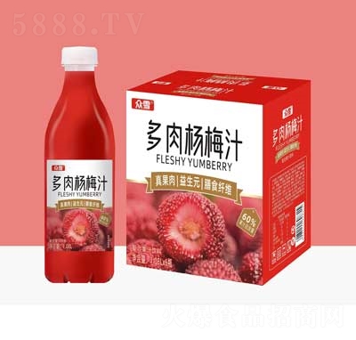 眾雪多肉楊梅汁復(fù)合果汁飲料1.08L×6瓶